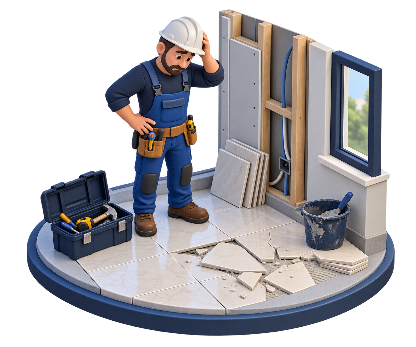 Illustration: damage at a job site