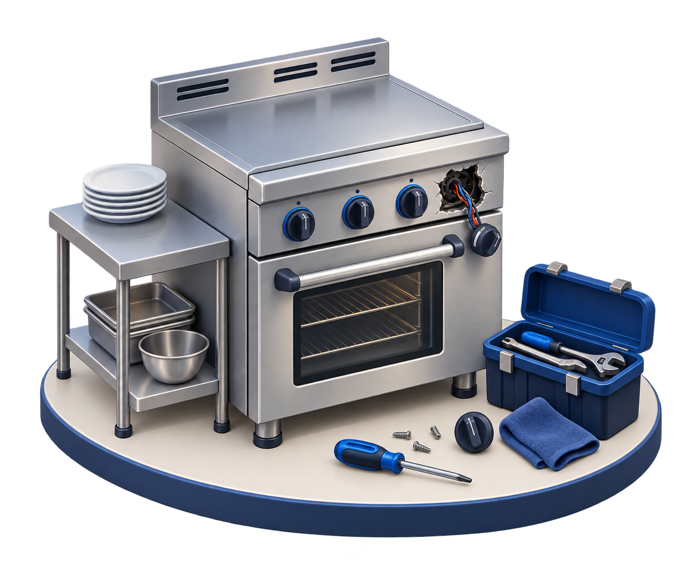 Illustration: kitchen equipment is damaged